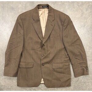 Vintage Ralph Lauren 41R Brown Houndstooth Plaid Wool Blazer Sport Jacket